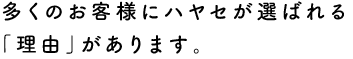 多くのお客様にハヤセが選ばれる「理由」があります。